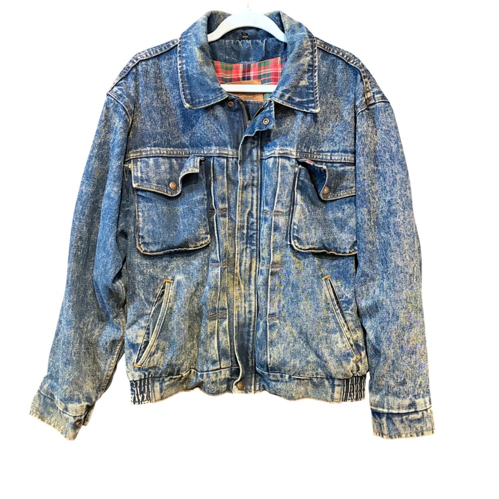 Vintage Levis Acid Wash 80'sFlannel Lined Denim Jacket Mens Large‎ Made in USA